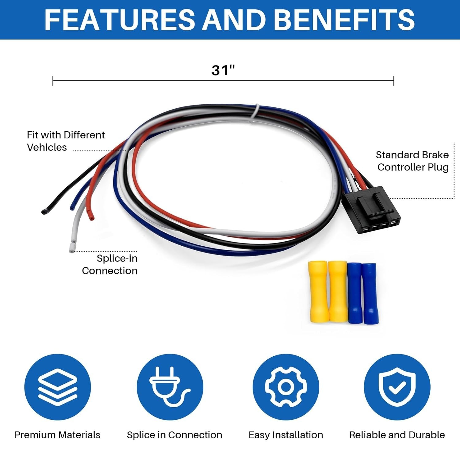Universal Trailer Brake Controller Wiring Harness - Compatible with Tekonsha ...