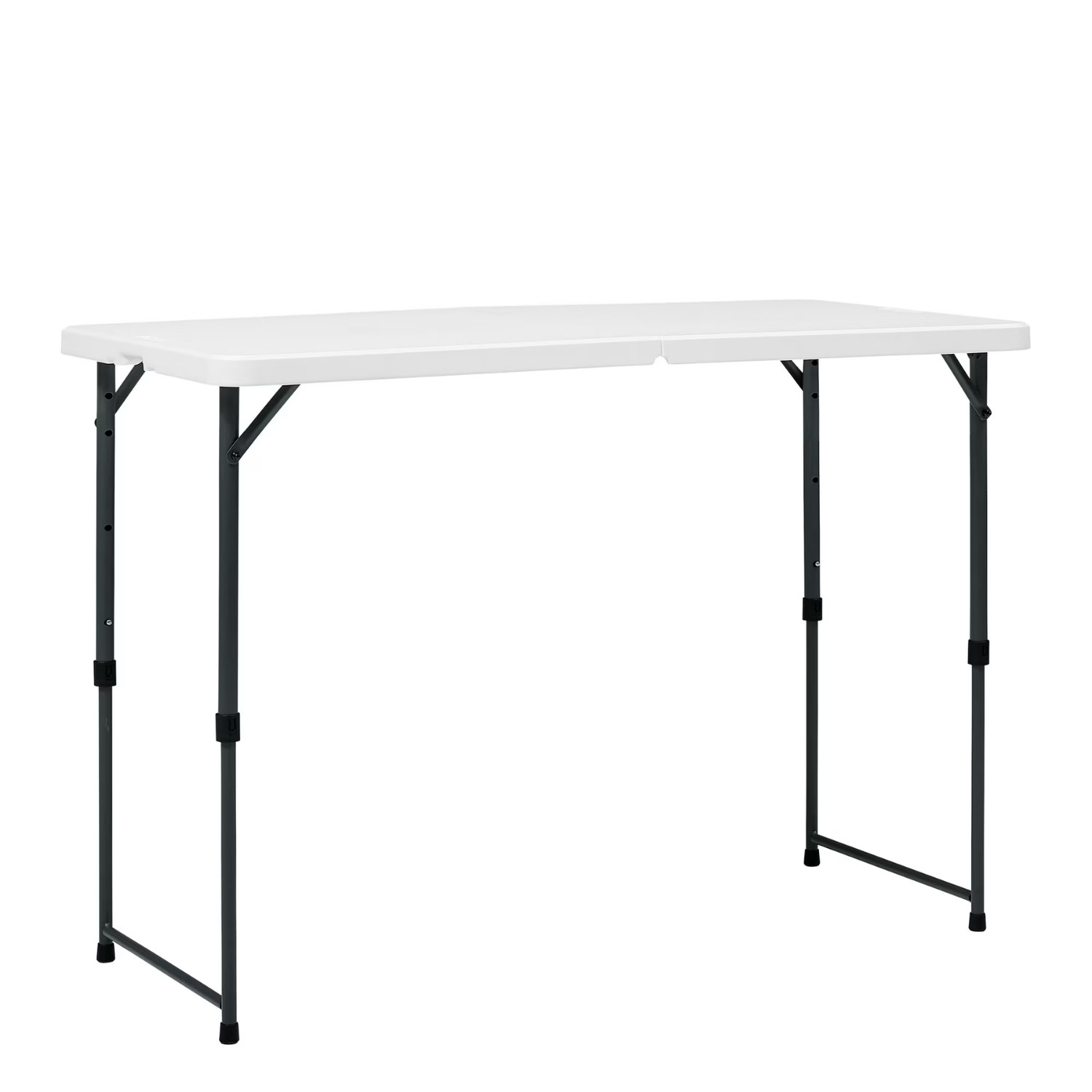 Mainstays 4FT Folding Table Adjustable Height Indoor Outdoor Carry Handle White
