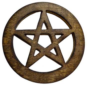 Pentagram Wooden Cutout Altar Tile 4" Wicca Pagan Coaster