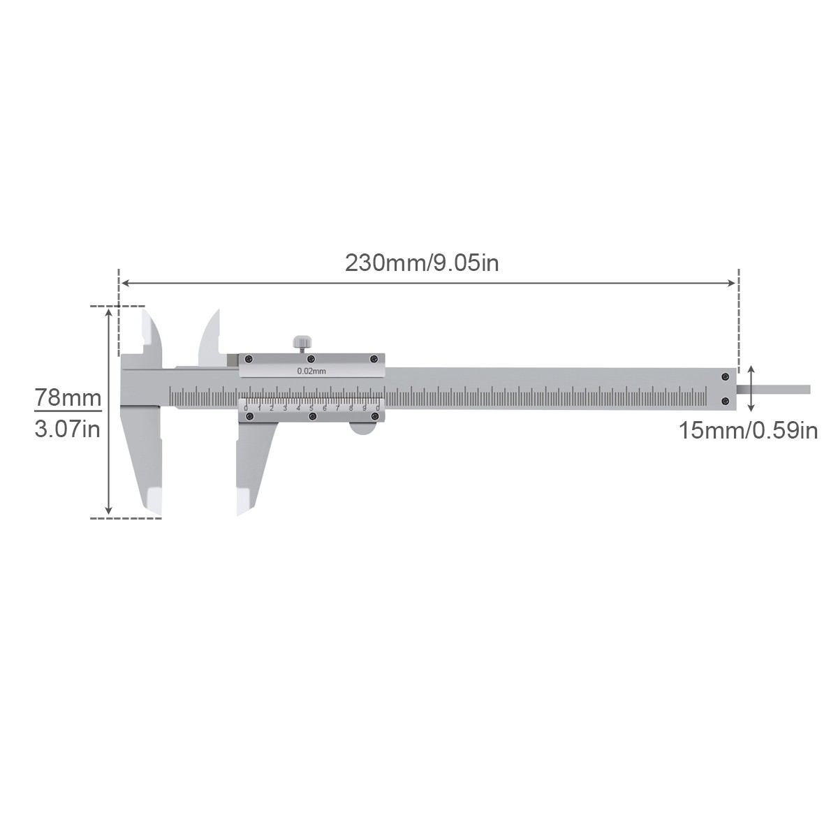 Vernier Calipers 0-150mm 0.02mm High Precision Manual Measuring Tool