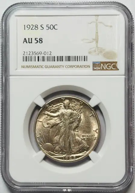 1928 S Walking Liberty Half Dollar NGC AU-58