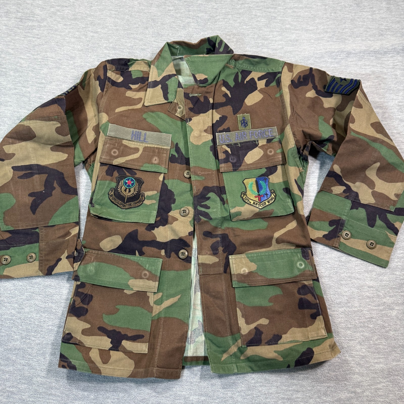 American Apparel Jacket Men XS Green Woodland Camo Air Force Combat Coat Hill