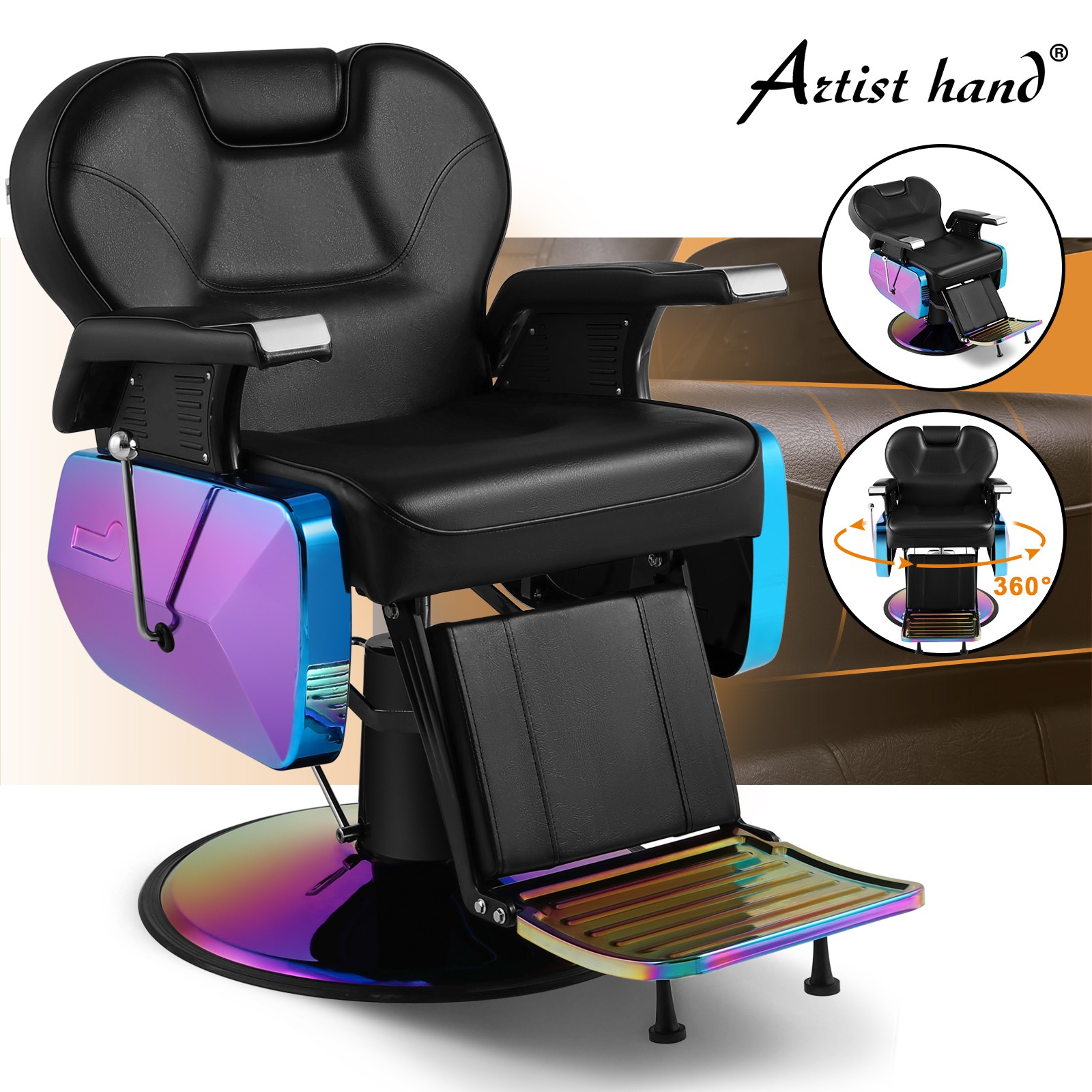 Black+Laser All Purpose Hydraulic Recline Barber Chair Salon Beauty Spa Stylist