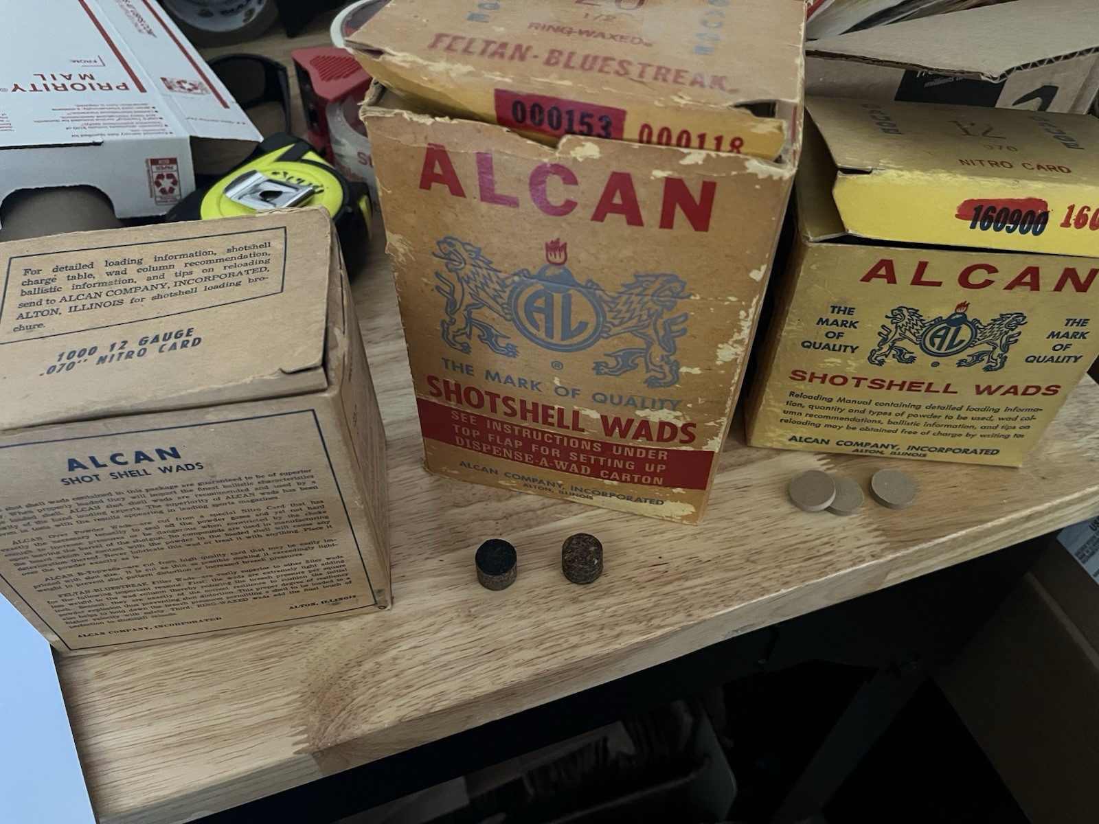 Lot 3: Vintage ALCAN 12 GA &20 SHOT SHELL WADS Counter Dis Box W/Wads