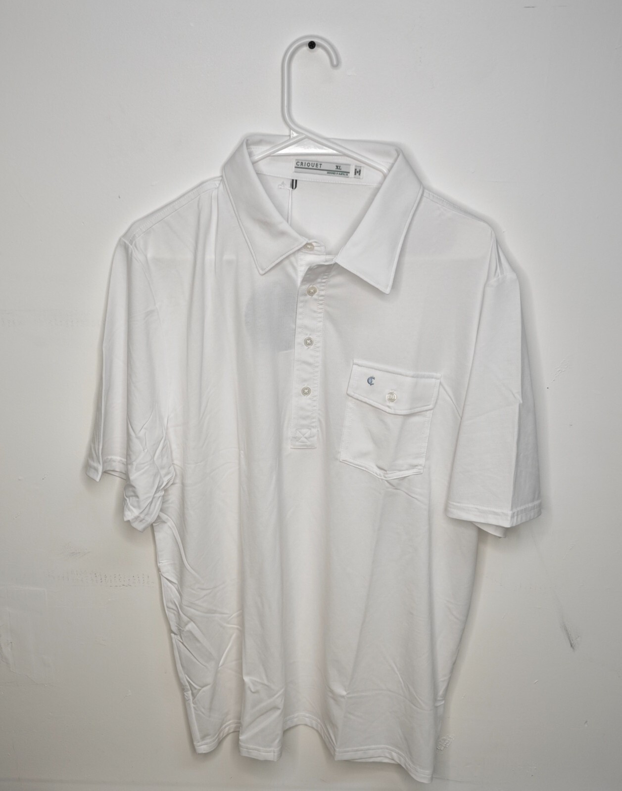 Criquet Men's Performance Players Polo Shirt - Bright White L Large