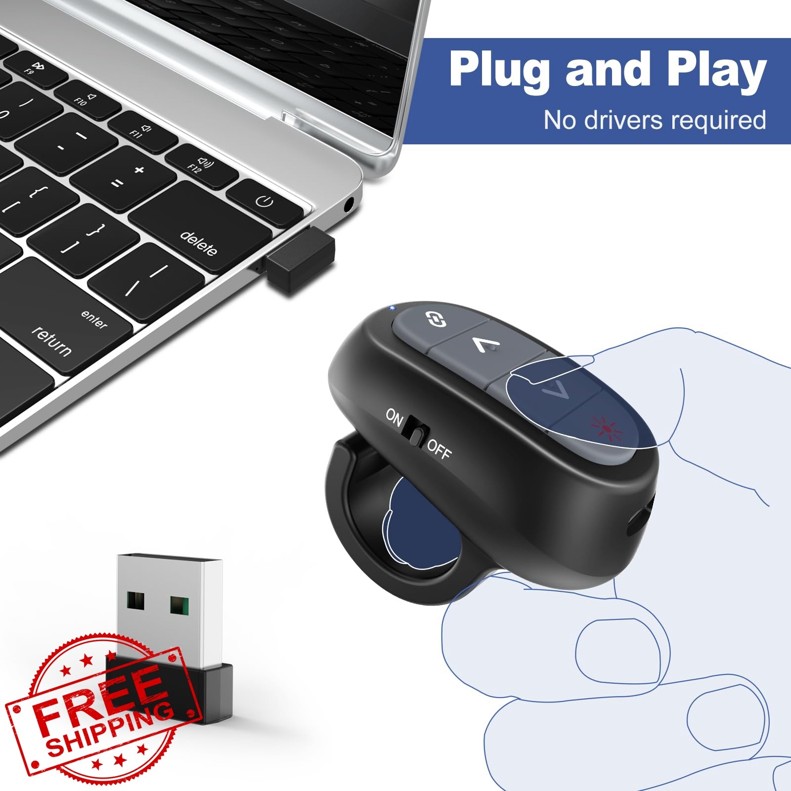 Presentation Clicker PowerPoint Wireless Presenter Remote: Laser Pointer Comp...