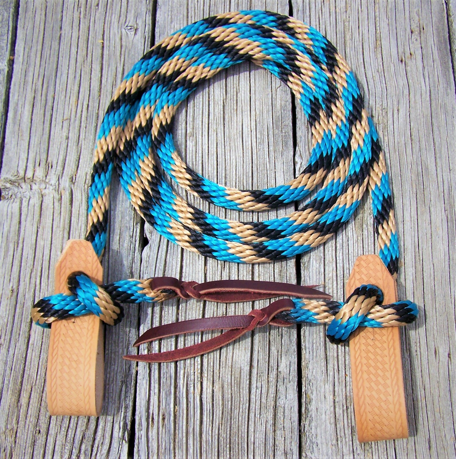 Reins Slobber Strap Rope Loop Rein Mecate Cowboy Training Trail turqu tan black