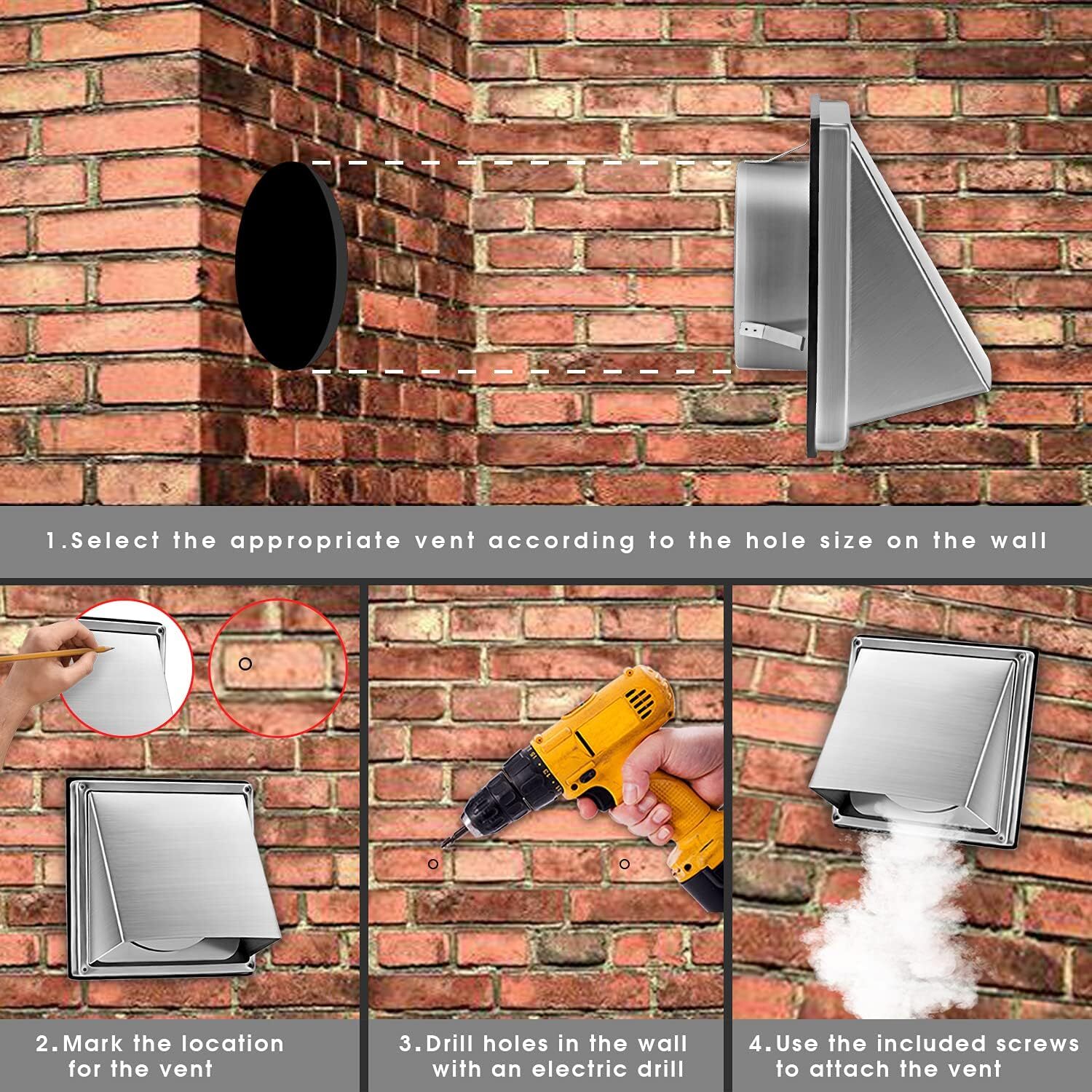 4-Inch External Extractor Wall Vent Cushioned Non Return Flap 100mm