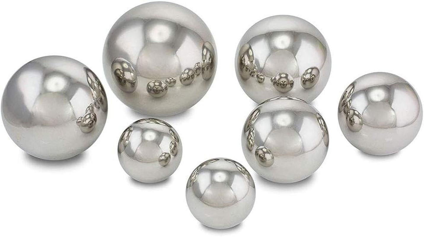 8 Inch Diameter Gazing Ball,Silver Stainless Steel Polished Reflective Smooth Ga