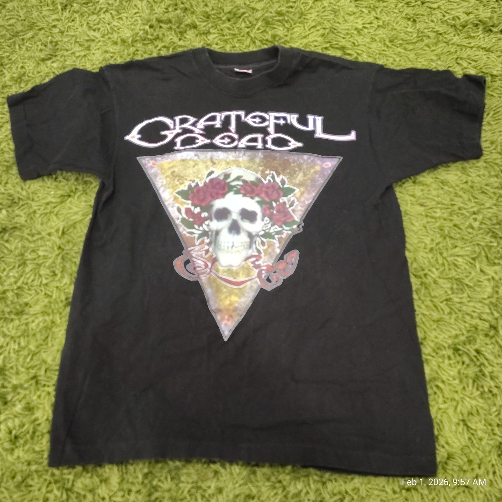 vtg Grateful Dead Summer Tour 1993 Black Cotton T-Shirt Fruit of the Loom Size L