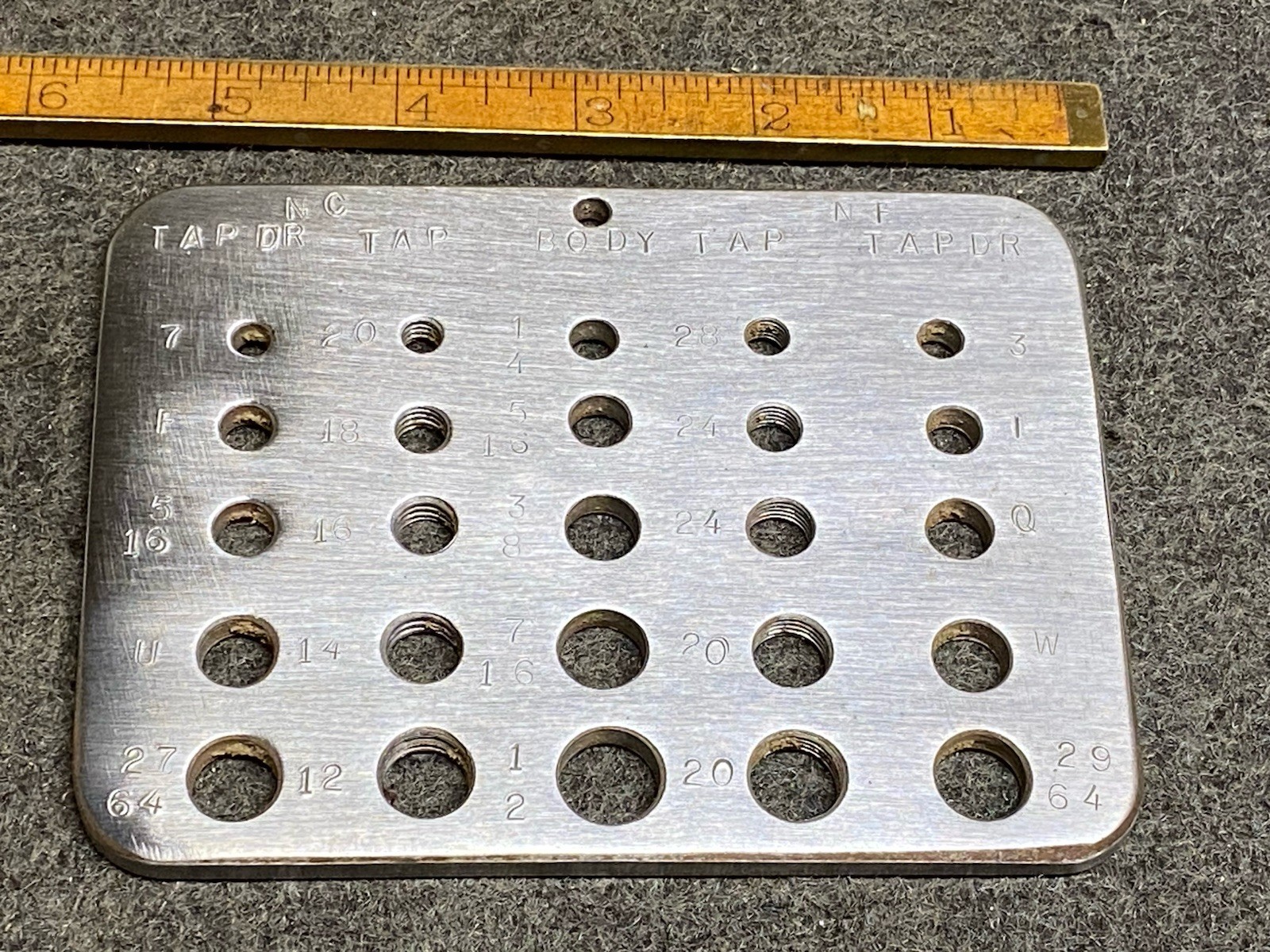 Vintage Machinist Made Tap And Drill Gauge From 1/4” To 1/2” USA