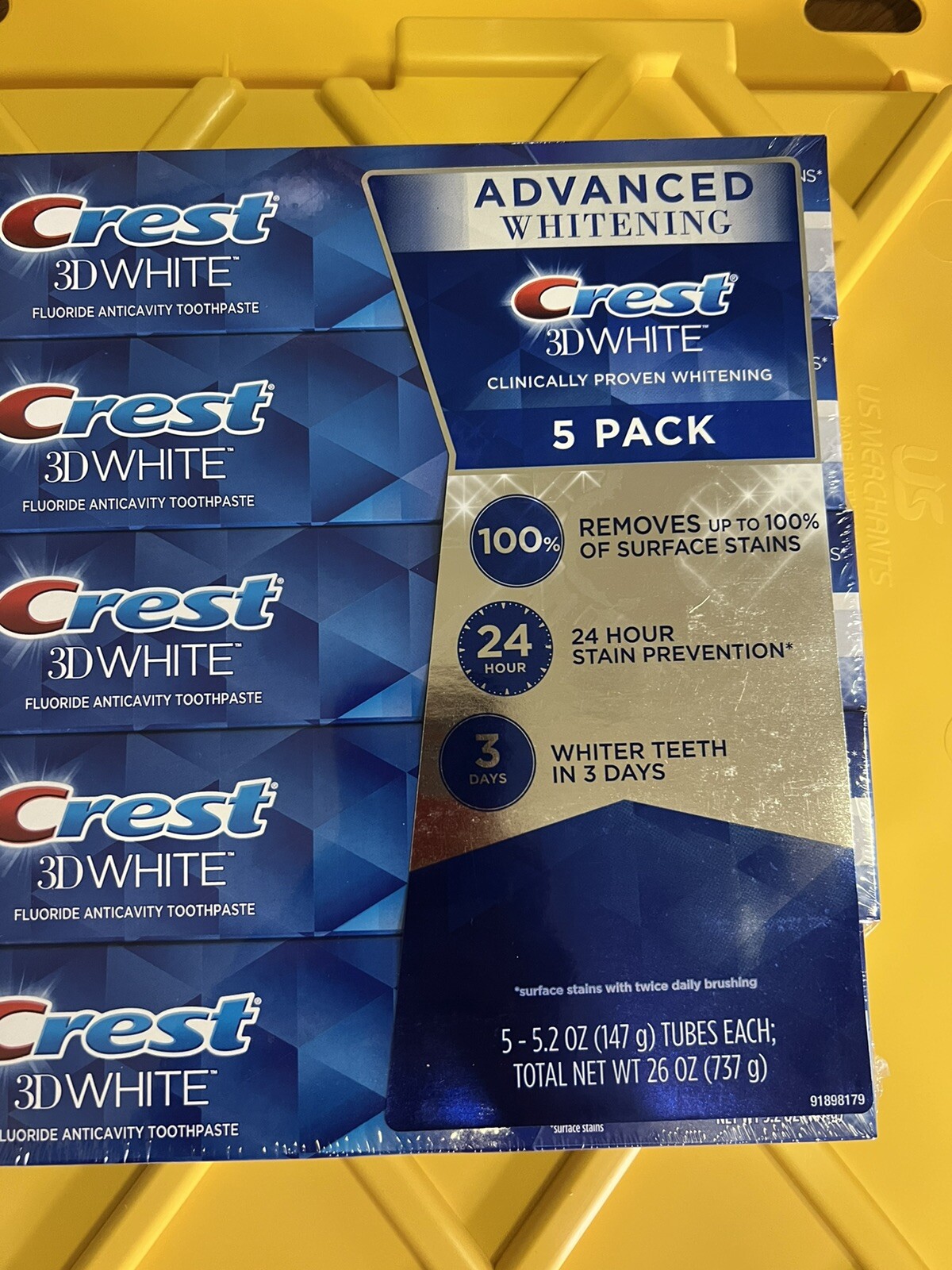 Crest 3D White Advanced Triple Whitening Toothpaste 5-pack
