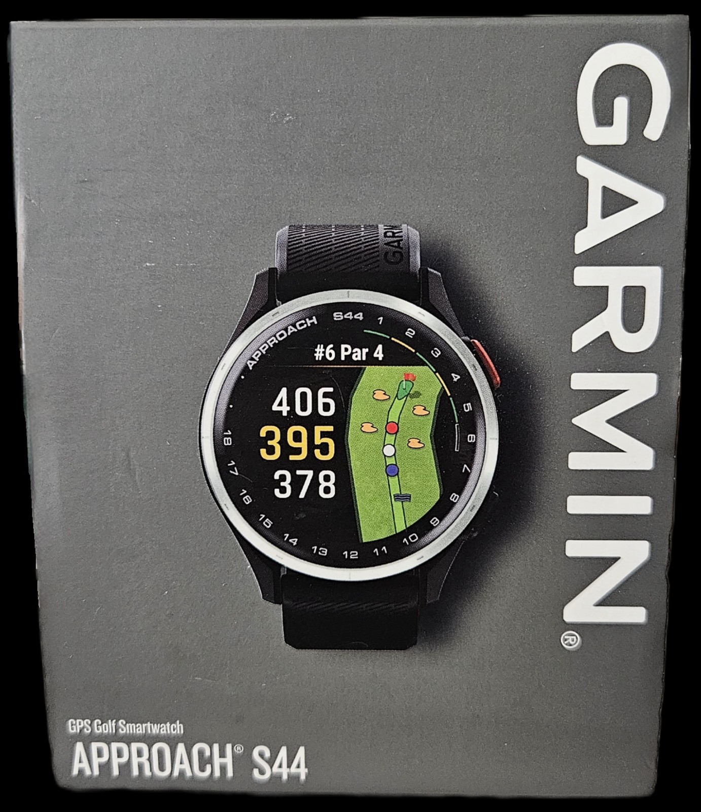 Garmin Approach S44 GPS Golf Watch Silver With Black Silicone Band 010-03009-00