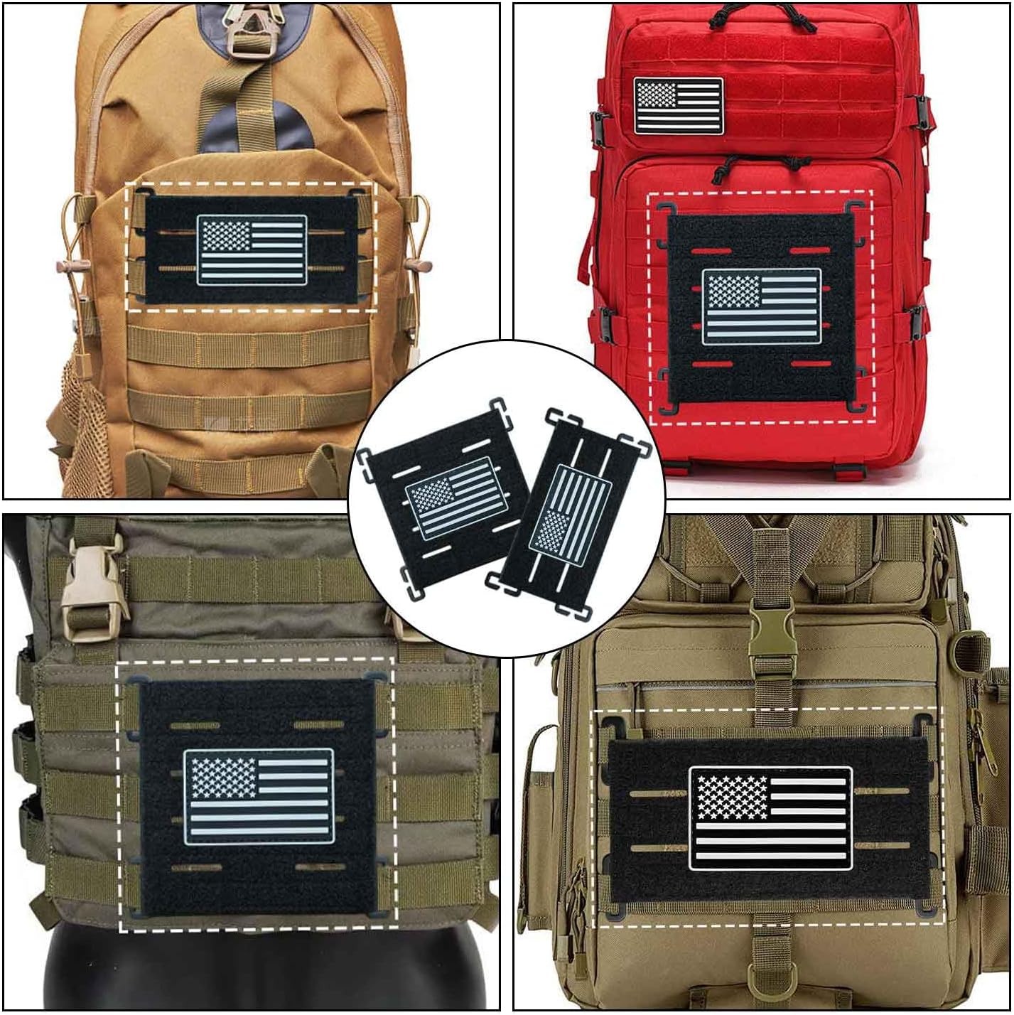 2 Pack Upgrade 8 Laser Cutting Hole Molle Patch Display Holder, Black