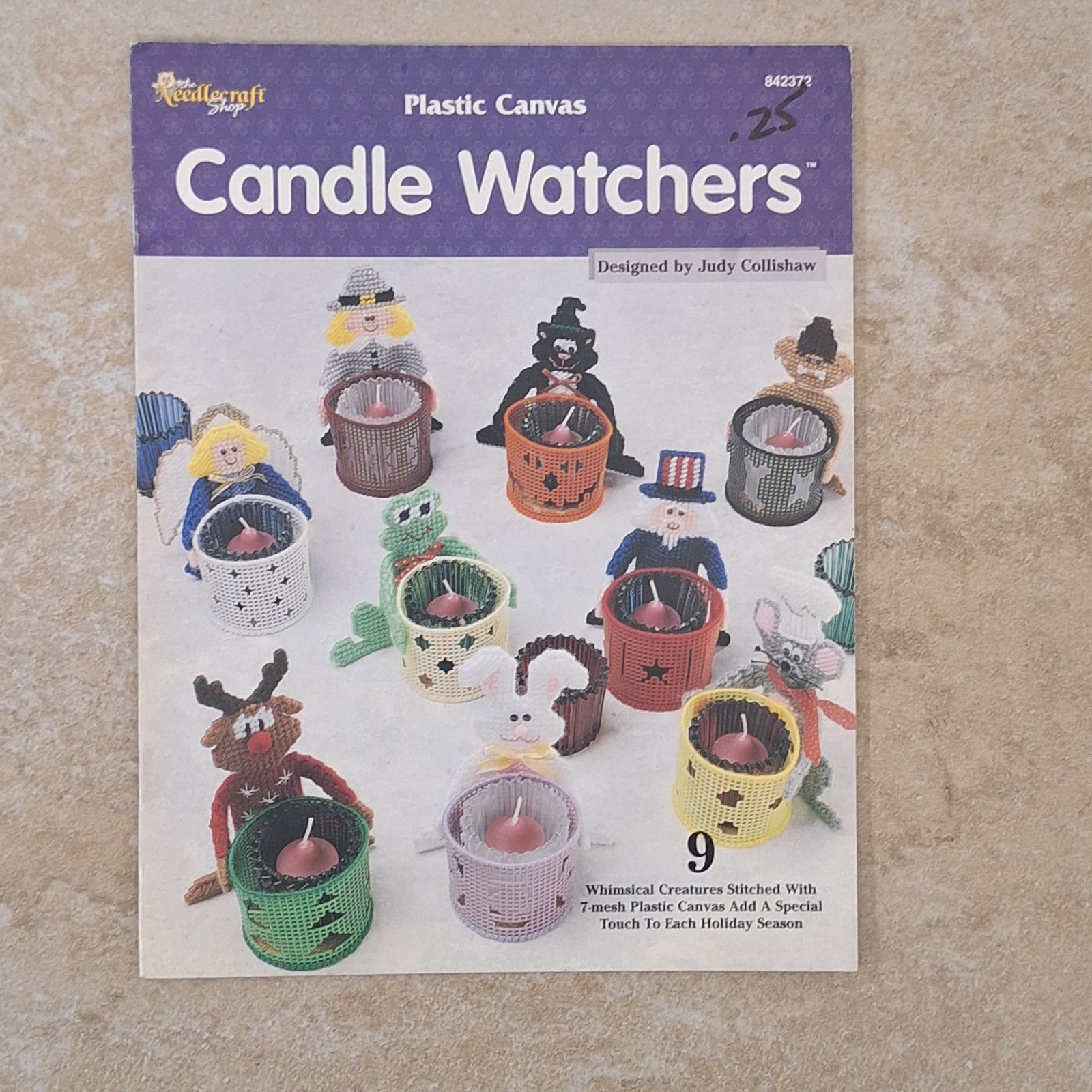 Vintage Needlecraft Shop Candle Watchers Plastic Canvas Pattern Book Holiday