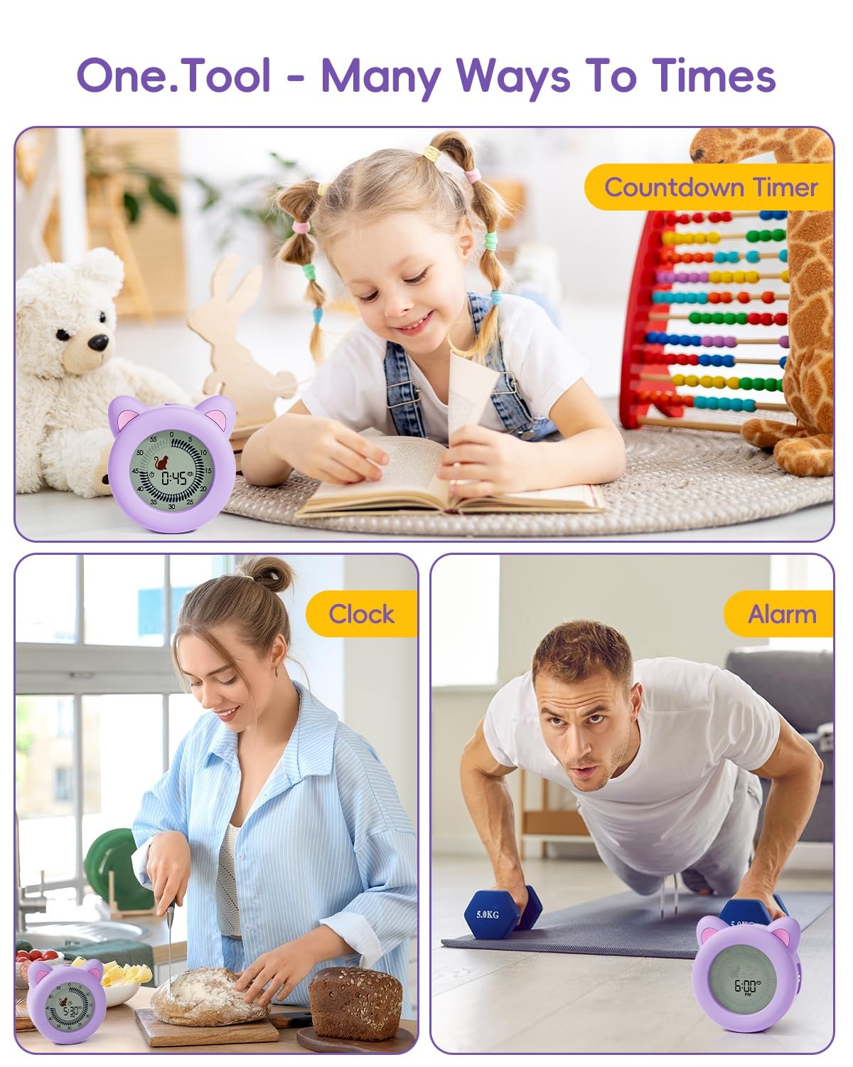 Visual Timer for Kids with Pause, Clock and Alarm Function, 299 min Cute Cat ...