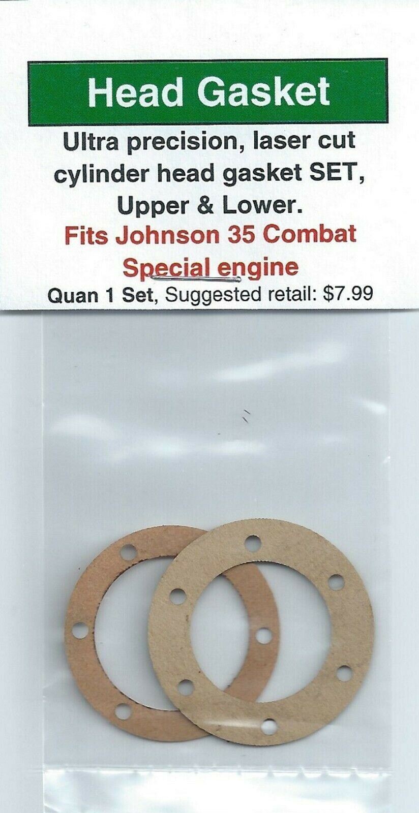Johnson 35 Combat Special Cylinder Head Gasket 2 Pc SET, 1 Upper & 1 Lower - NIP