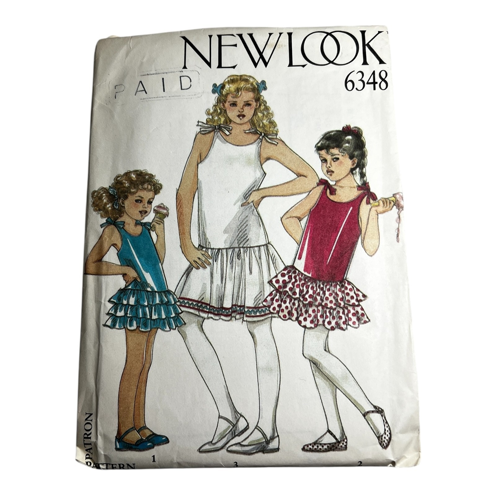 New Look 6348 UNCUT Girls Dress Sewing Pattern 8 Sizes Vintage