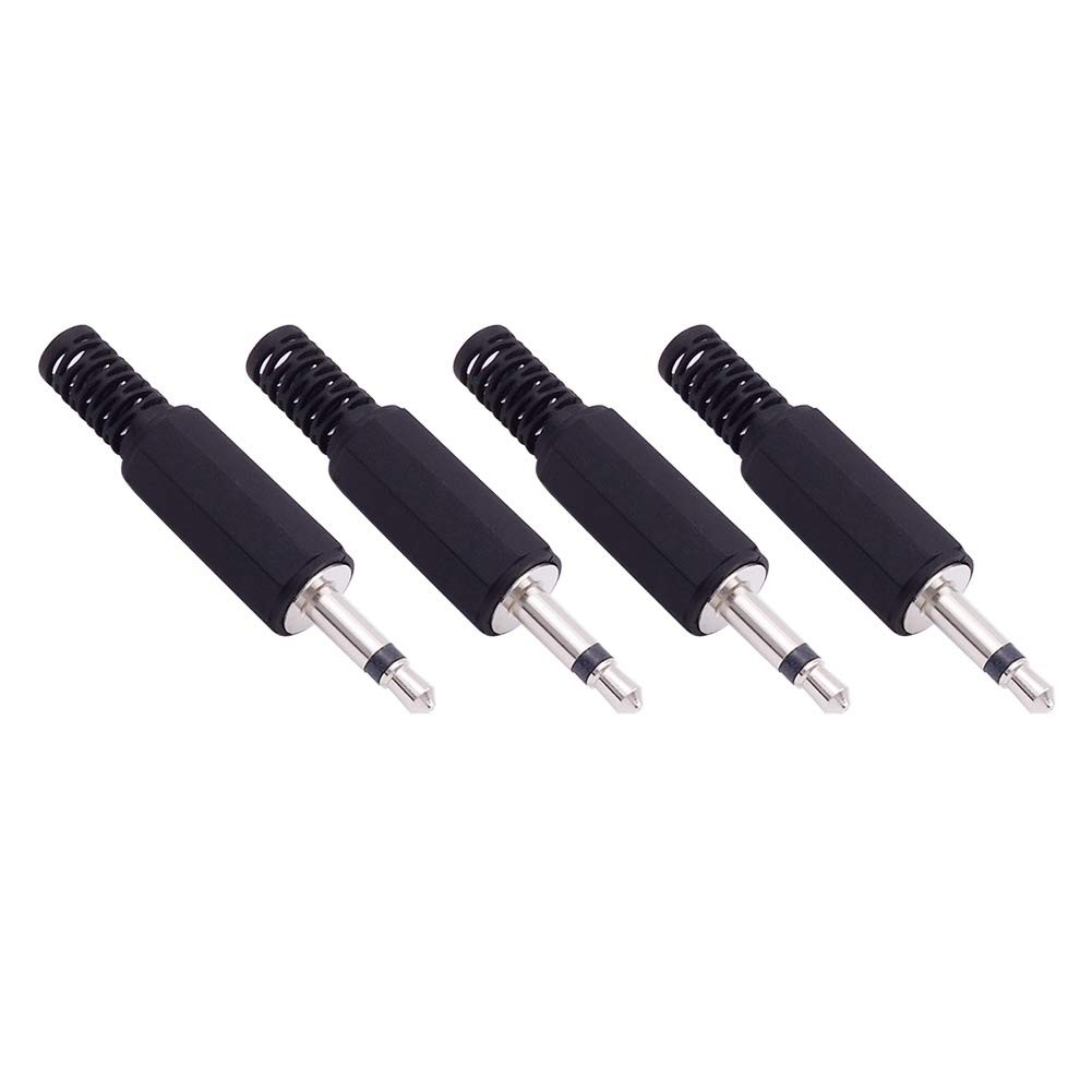 Fancasee 4-Pack 3.5mm 1/8 Inch Replacement Repair Plug 3.5MM 2 Pole, Black