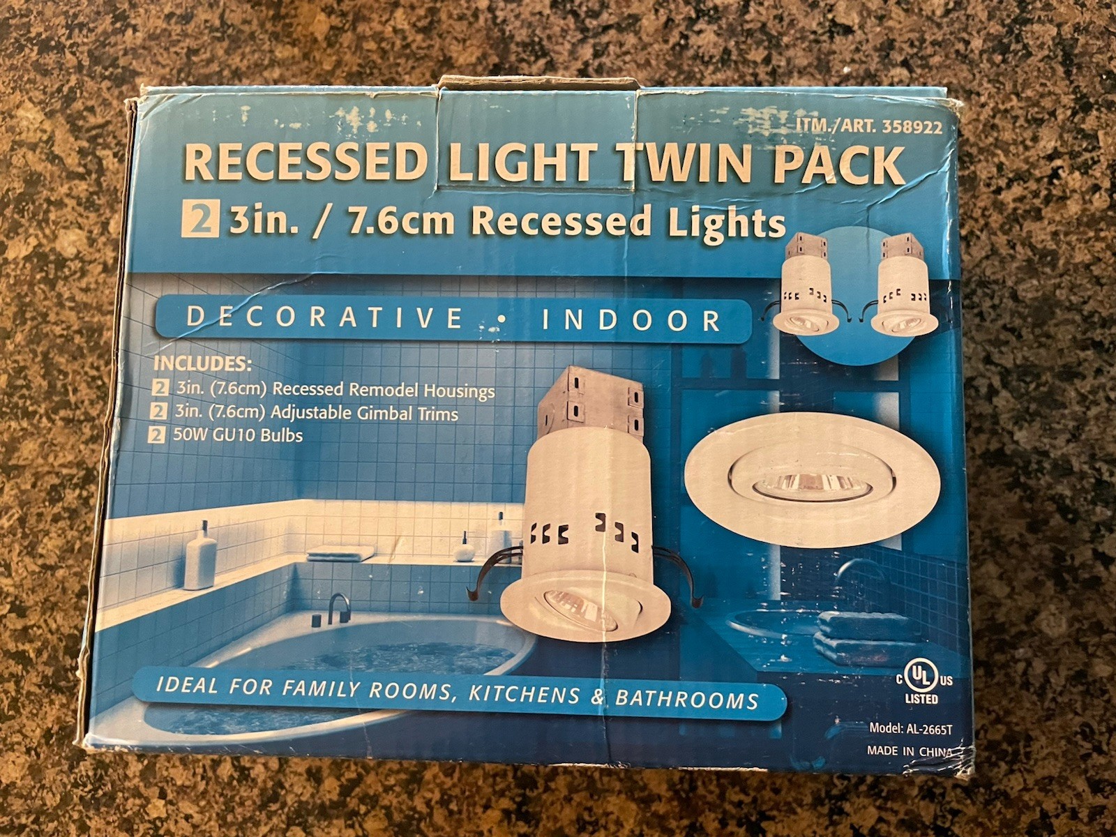 3" Indoor Recessed Light Twin Pack Kit Swivel Trim & 50 Watt Bulbs 2 Pack New