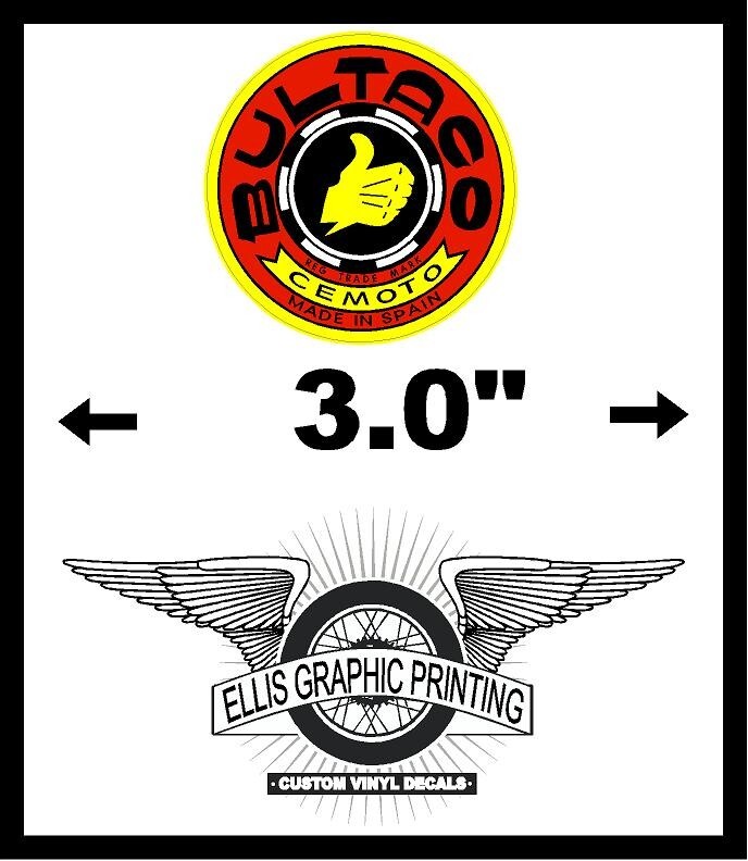 #335 (2) 3" Bultaco Racing Classic Vintage Decal Sticker LAMINATED