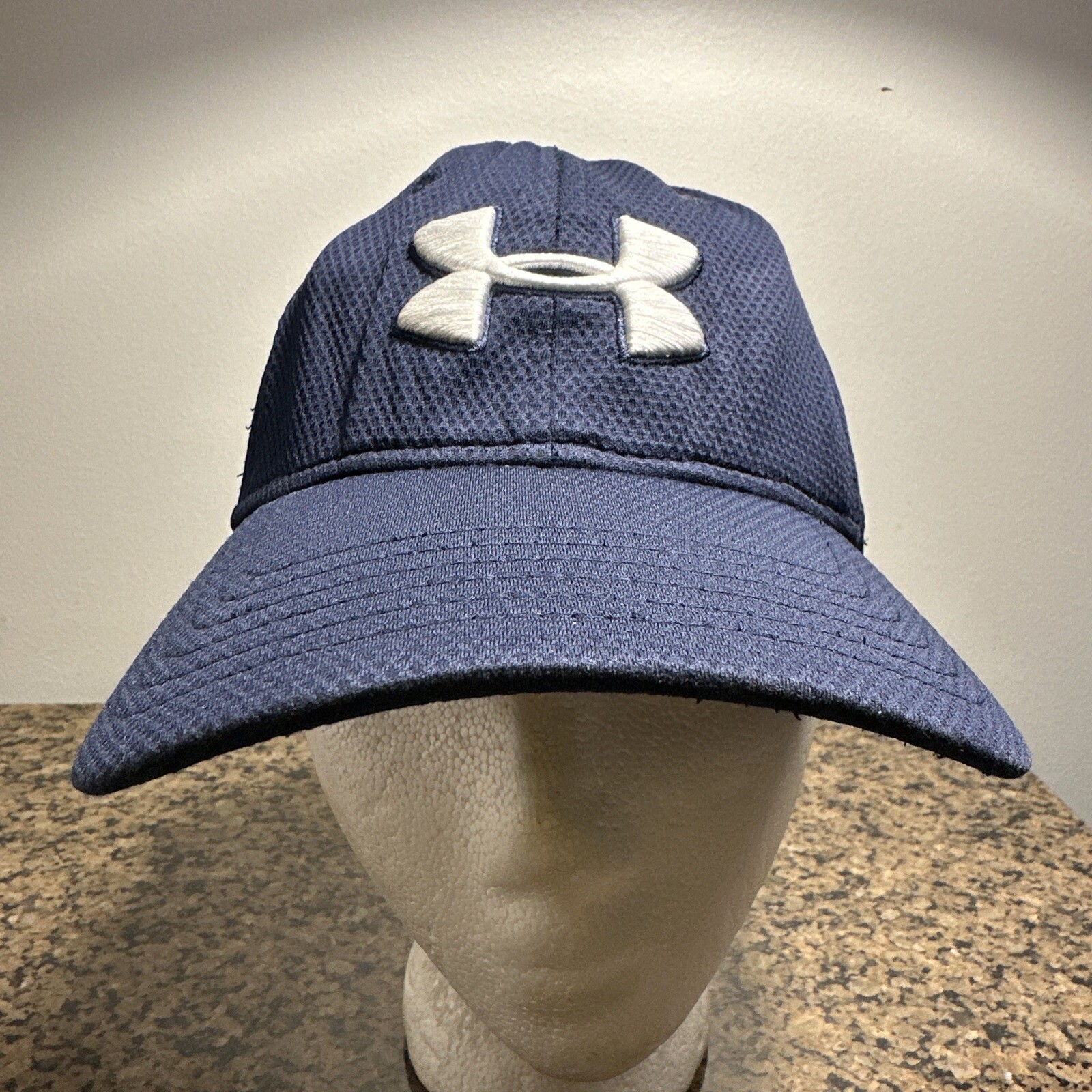 Under Armour White Letters Dark Blue Medium Hat