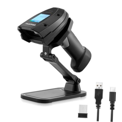 Barcode Scanner Wireless, 1D Laser Bar Code Scanners with Stand 2.4G Wireless