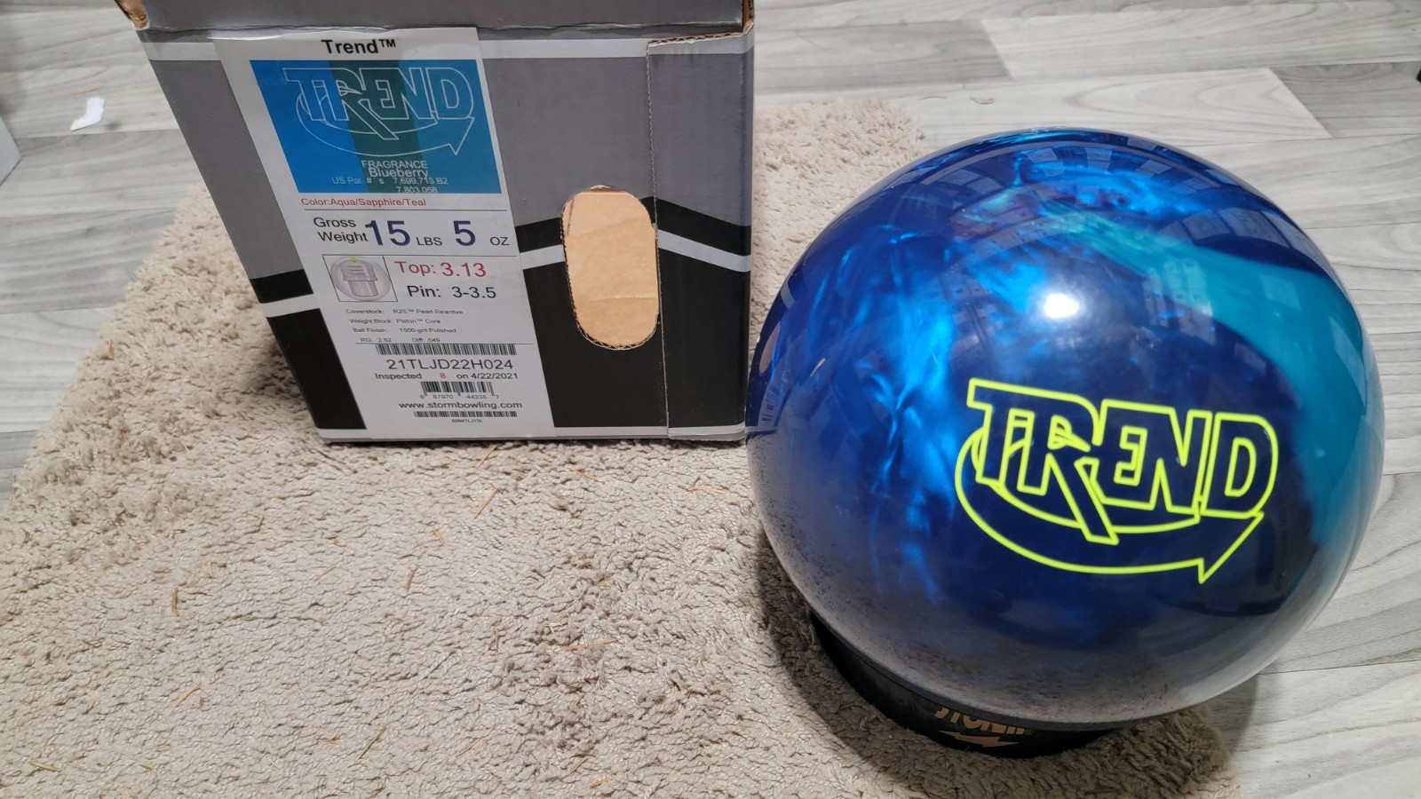 Storm Trend Bowling Ball 1st Quality | 15 Pounds | 3-3.5" Pin | 3.13oz TopWeight