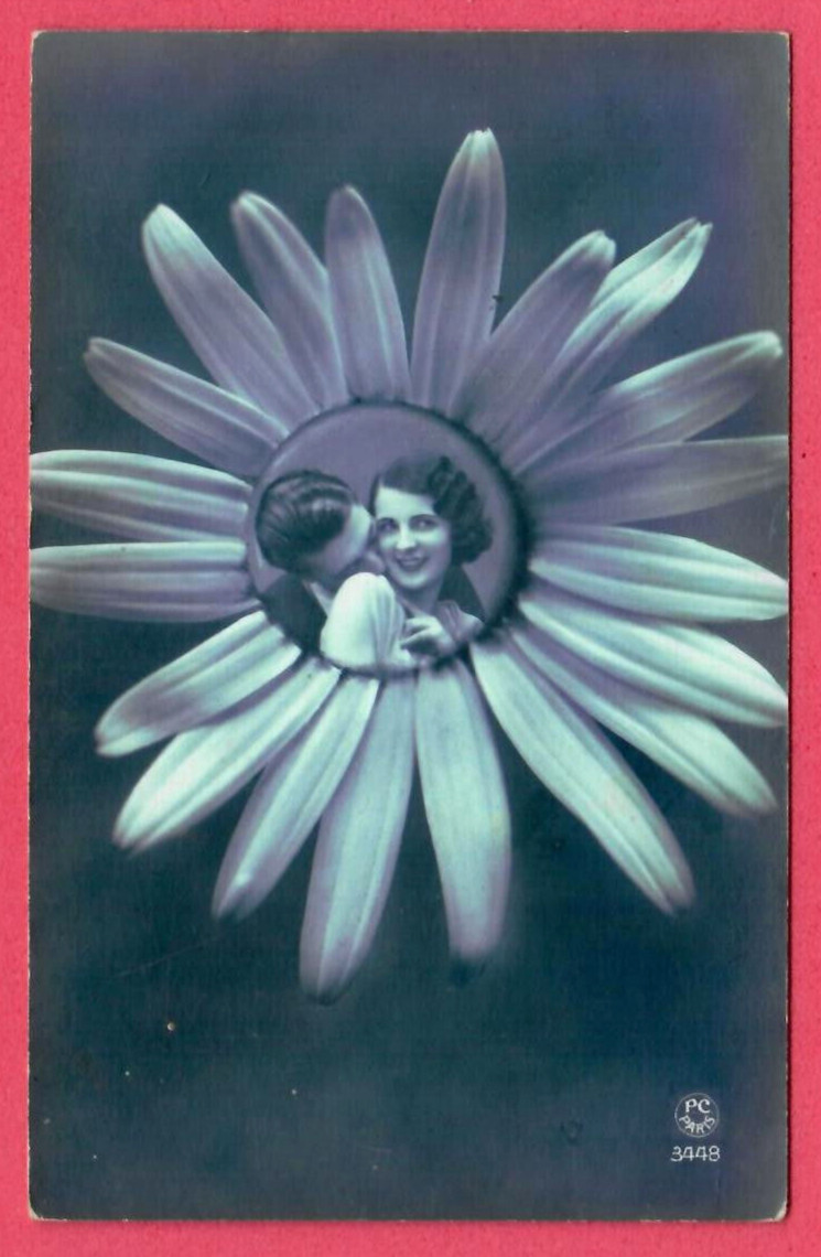 ROMANCE VINTAGE PHOTO POSTCARD USED LATVIA 1386