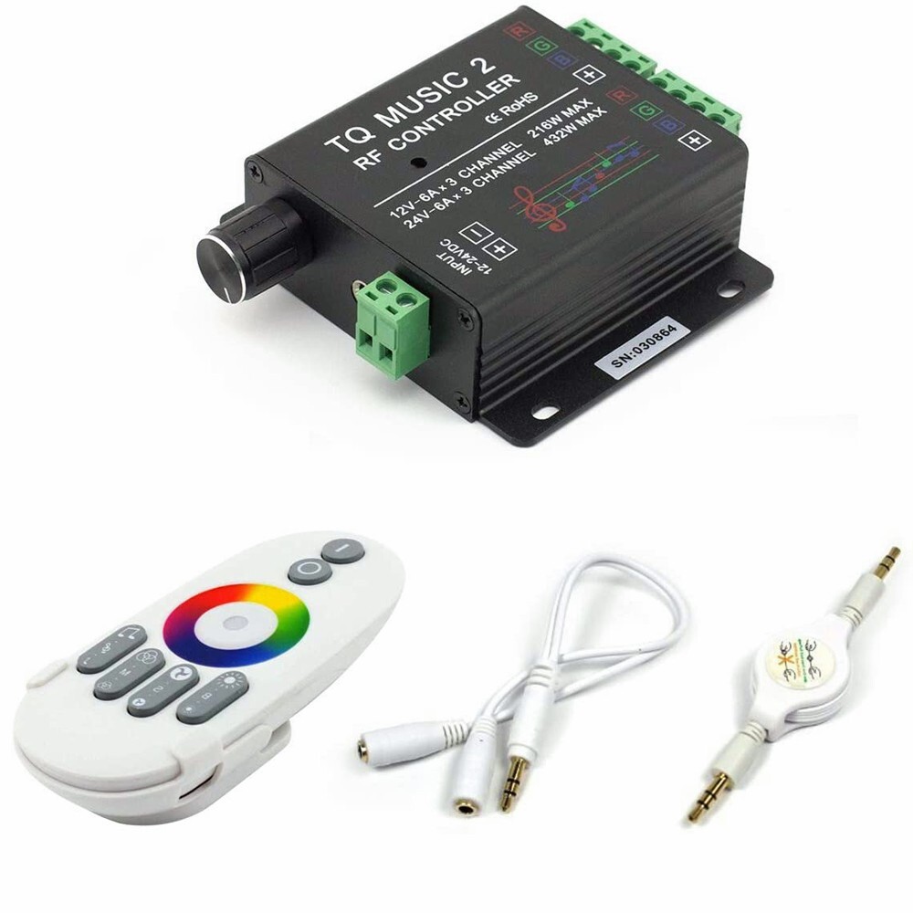 LED RGB Music Touch Controller RF Remote Touching Color 3.5MM Audio 15 Modes