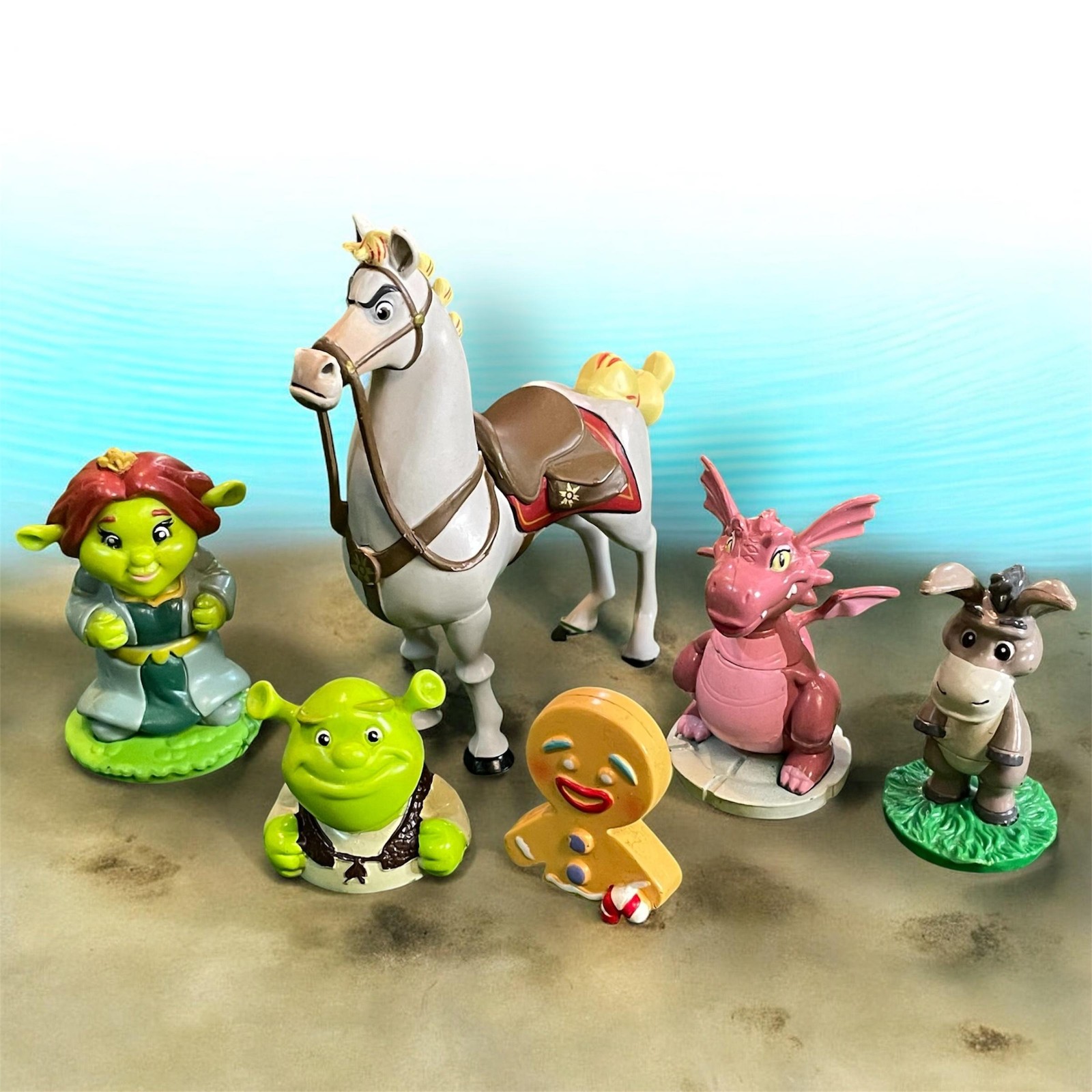 Shrek Movie Figures Lot Fiona Shrek Donkey Dragon Gingy Horse Toys Figure Set