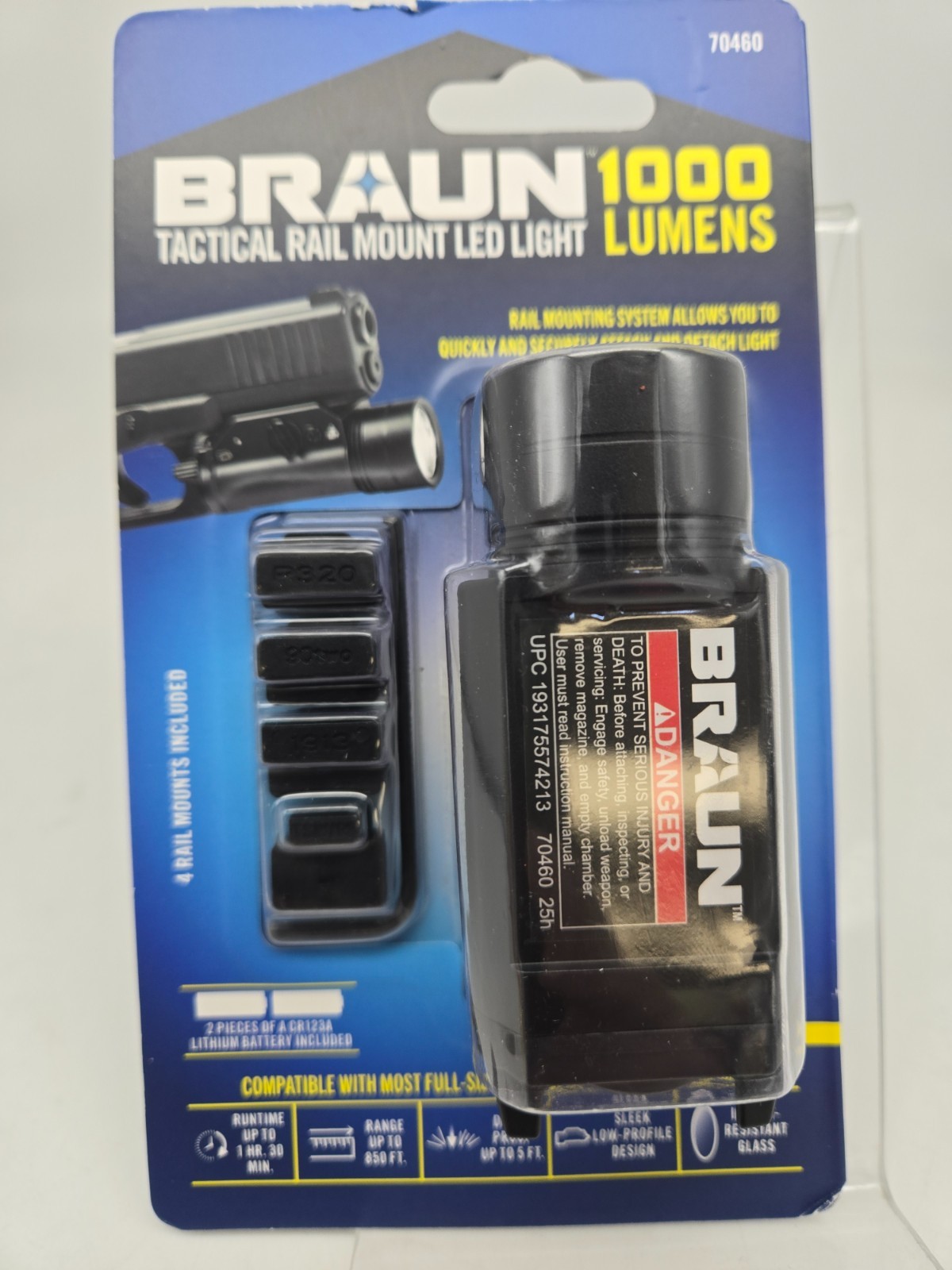 Braun Tactical Gun Rail Mount LED Light 1000 Lumens BRAUN 1000 70460 (CP2018755)