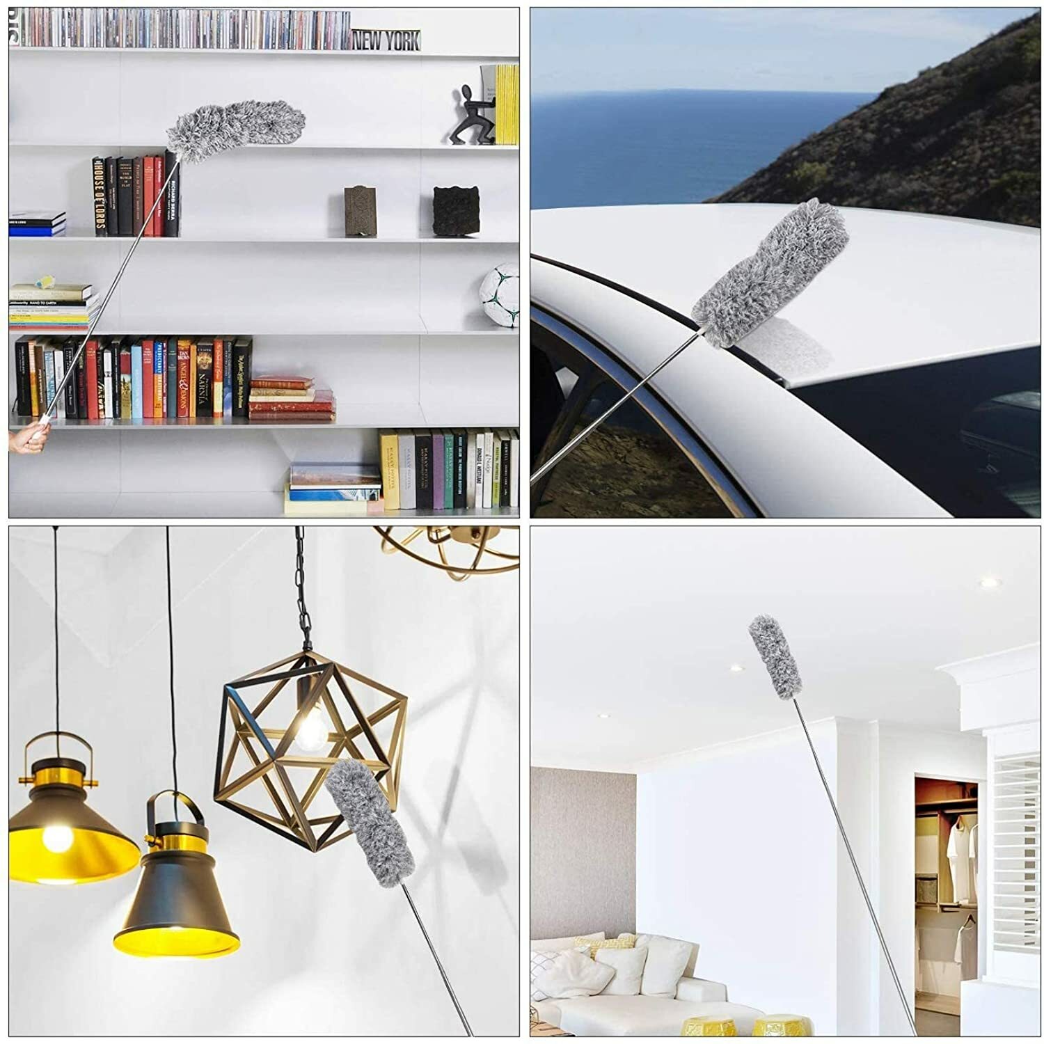 Duster with Extension Pole Bendable Head Extendable Duster for Fan High Ceiling