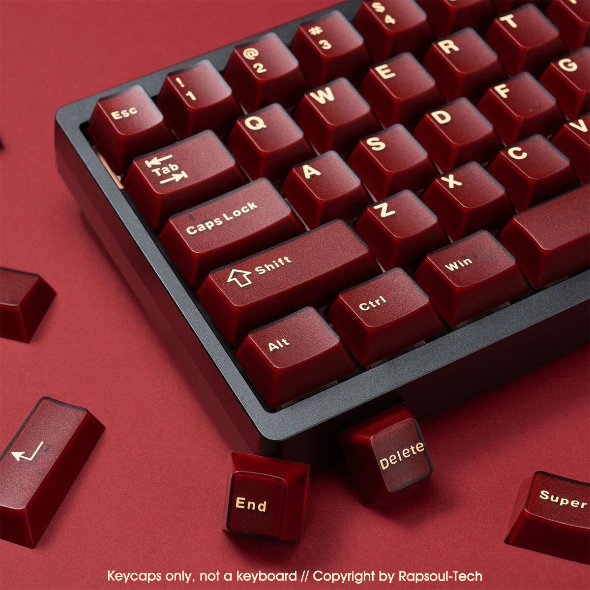 Translucent Dark Red Keycaps set Double Shot for Cherry MX Mechanical Keybords