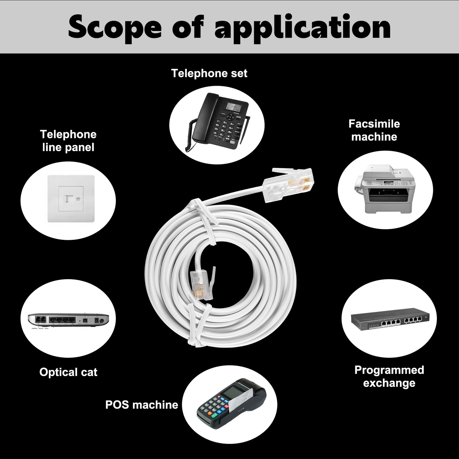 RJ11 6P4C to RJ45 8P4C Modular Phone Internet Extension Cable 3 Meter J6Z62903