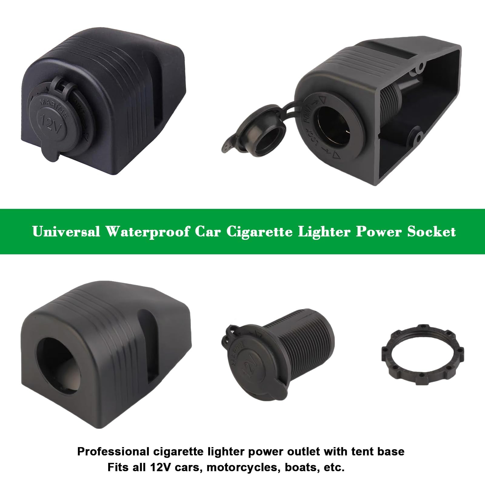 10900027 Fridge Freezer Wiring Kit and Threaded Socket Mount for Quick Black