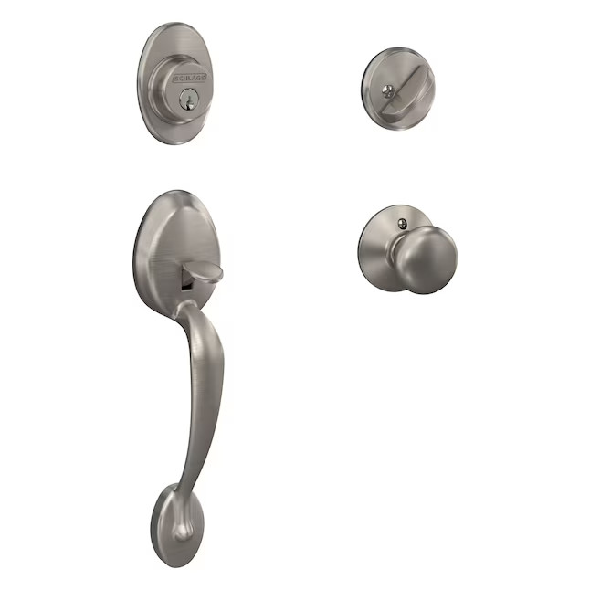 Schlage Plymouth Satin Nickel Exterior Single-Cylinder Handleset F60 V PLY 619