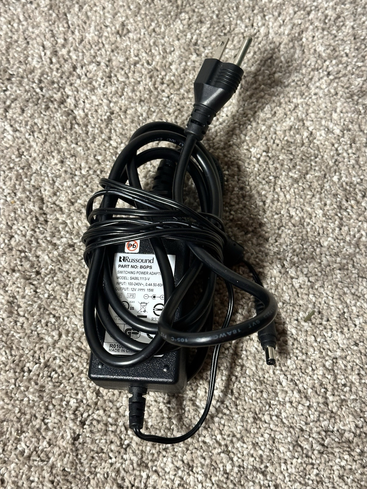 Russound BGPS Switching Power Adapter, SA06L1113-V, DC 12V 15W, Genuine