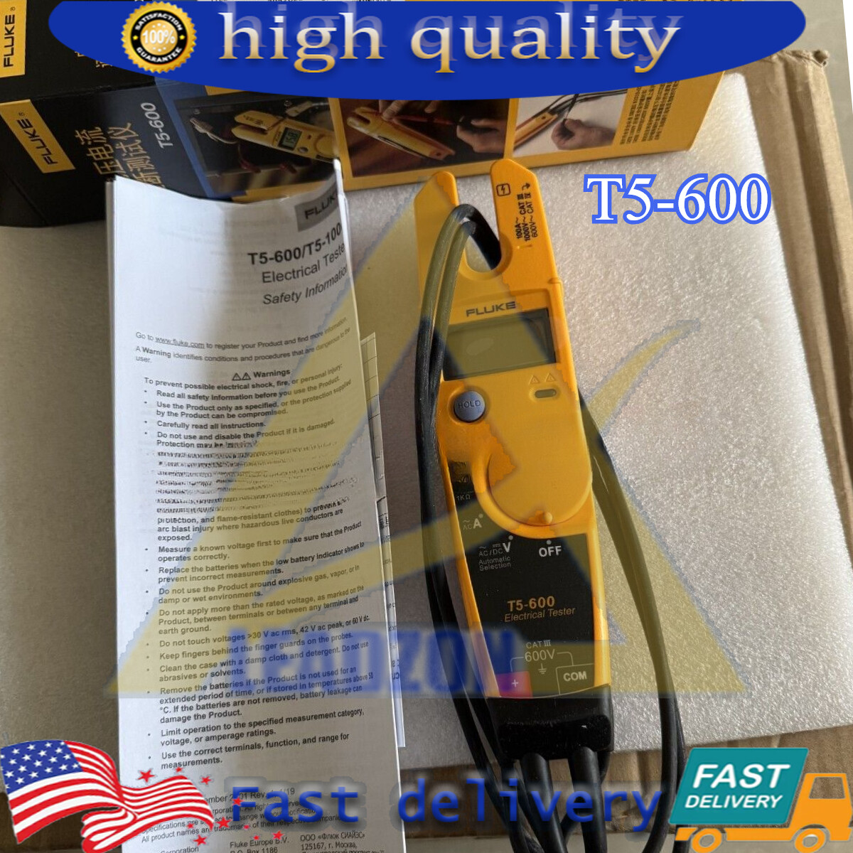 Fluke T5-600 Clamp Meter Continuity Current Electrical Tester Fast shipping