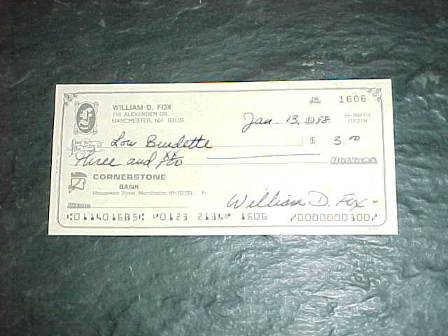 1998 Lou Burdette Autographed Signed Bank Check Milwaukee Braves
