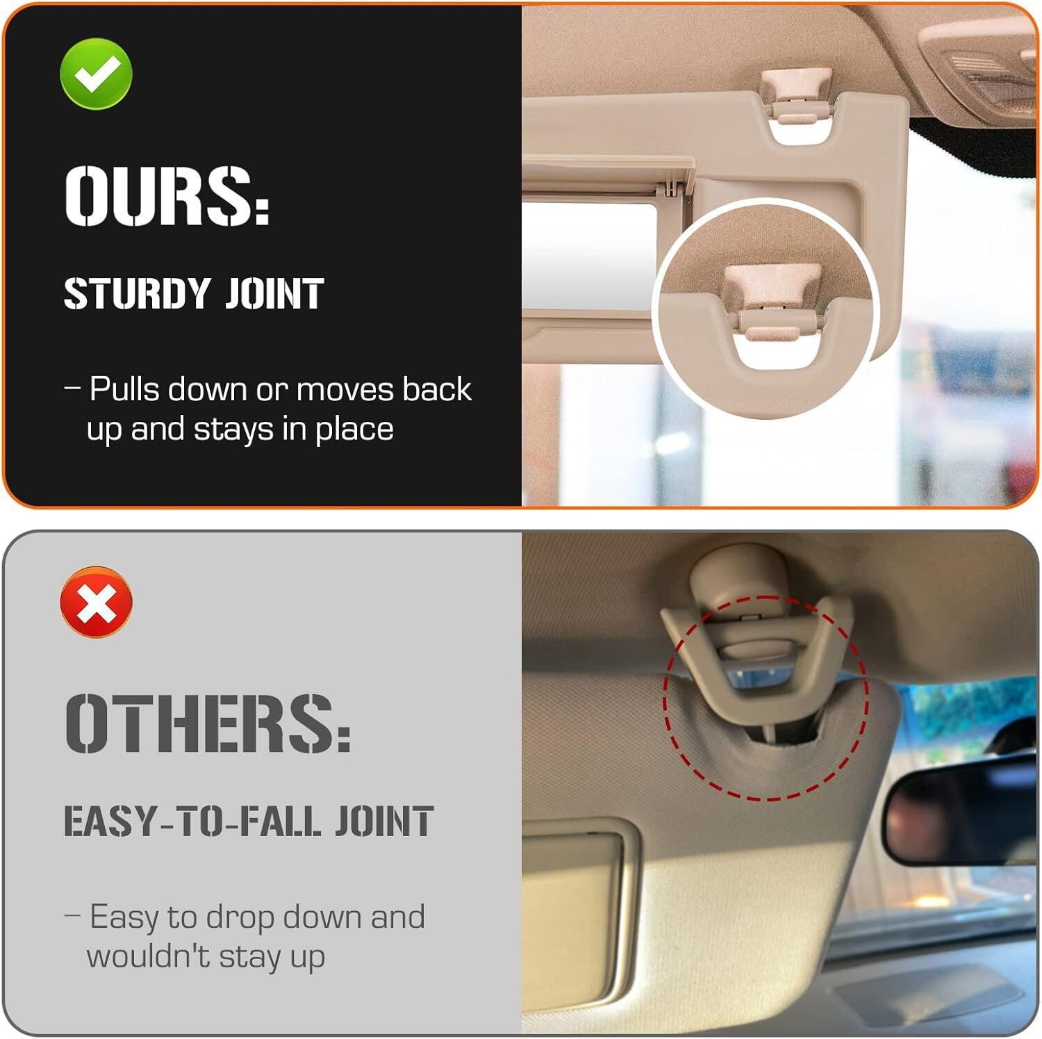 2Pack Beige Sun Visor For 2006-2011 Honda Civic Visors Left & Right Visor Kits