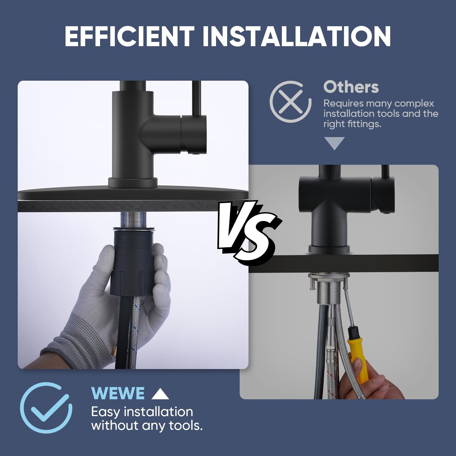 Kitchen Faucets with Pull Down Sprayer Commercial 17 inch Height, Matte Black