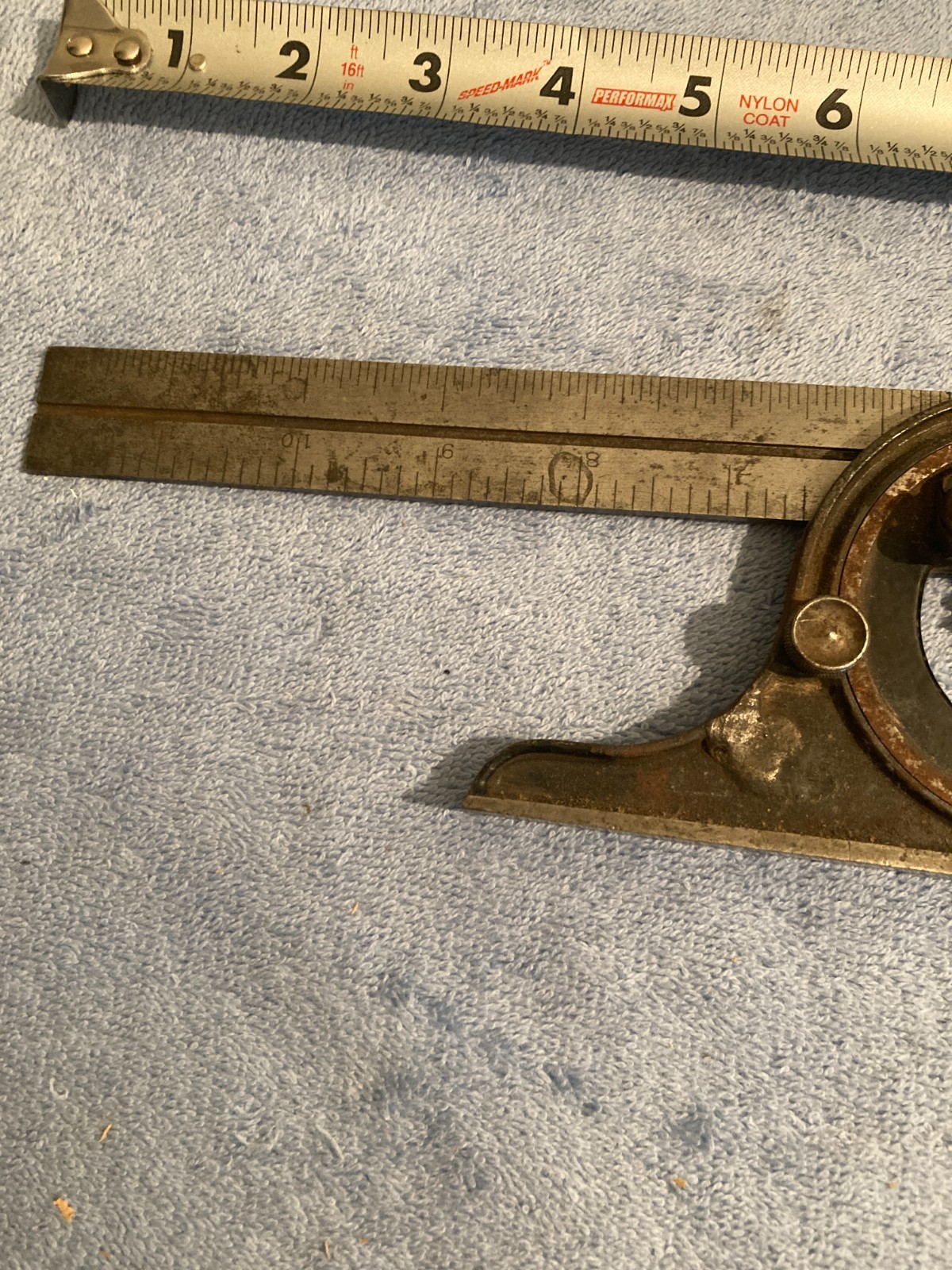 VINTAGE LS STARRETT 492 PROTRACTOR & RULER BUBBLE LEVEL MACHINIST TOOLS READ