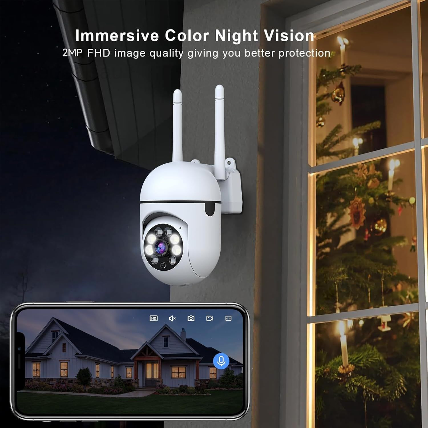 1080P Security Camera Wired, 2.4G/5G WiFi Home 1080P, White (Wall Mount)