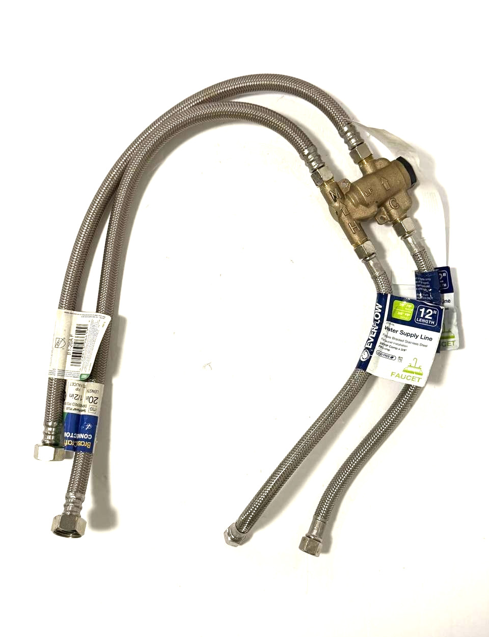 Everflow 12 in. Water Supply Line with Watts Valve LF USG-B M2