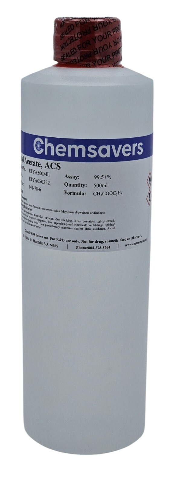 Ethyl Acetate, ACS, 99.5+%, 500ml