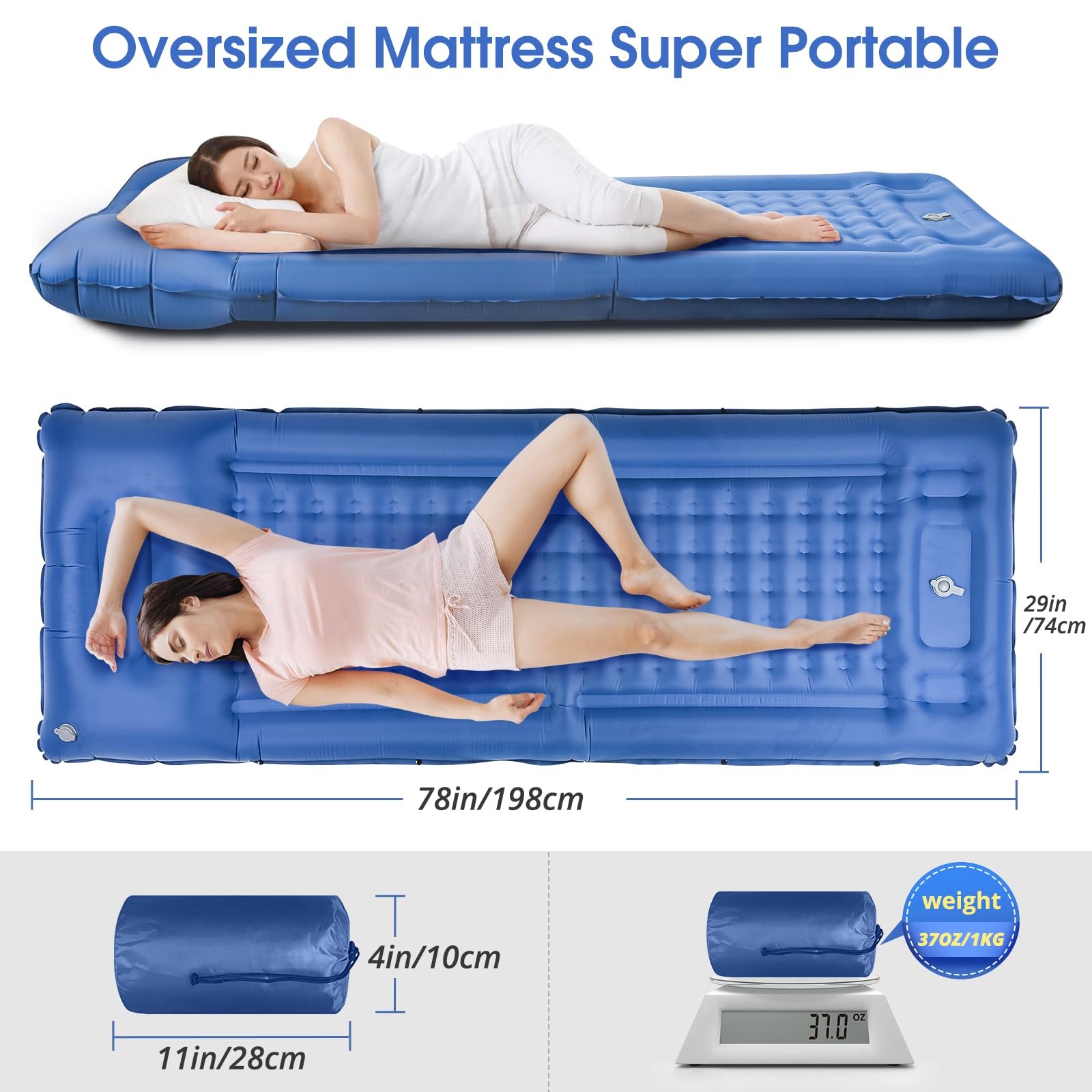 Camping Sleeping Pads，Extra Thick 5 Inch Inflatable Sleeping Mat with Pillow ...
