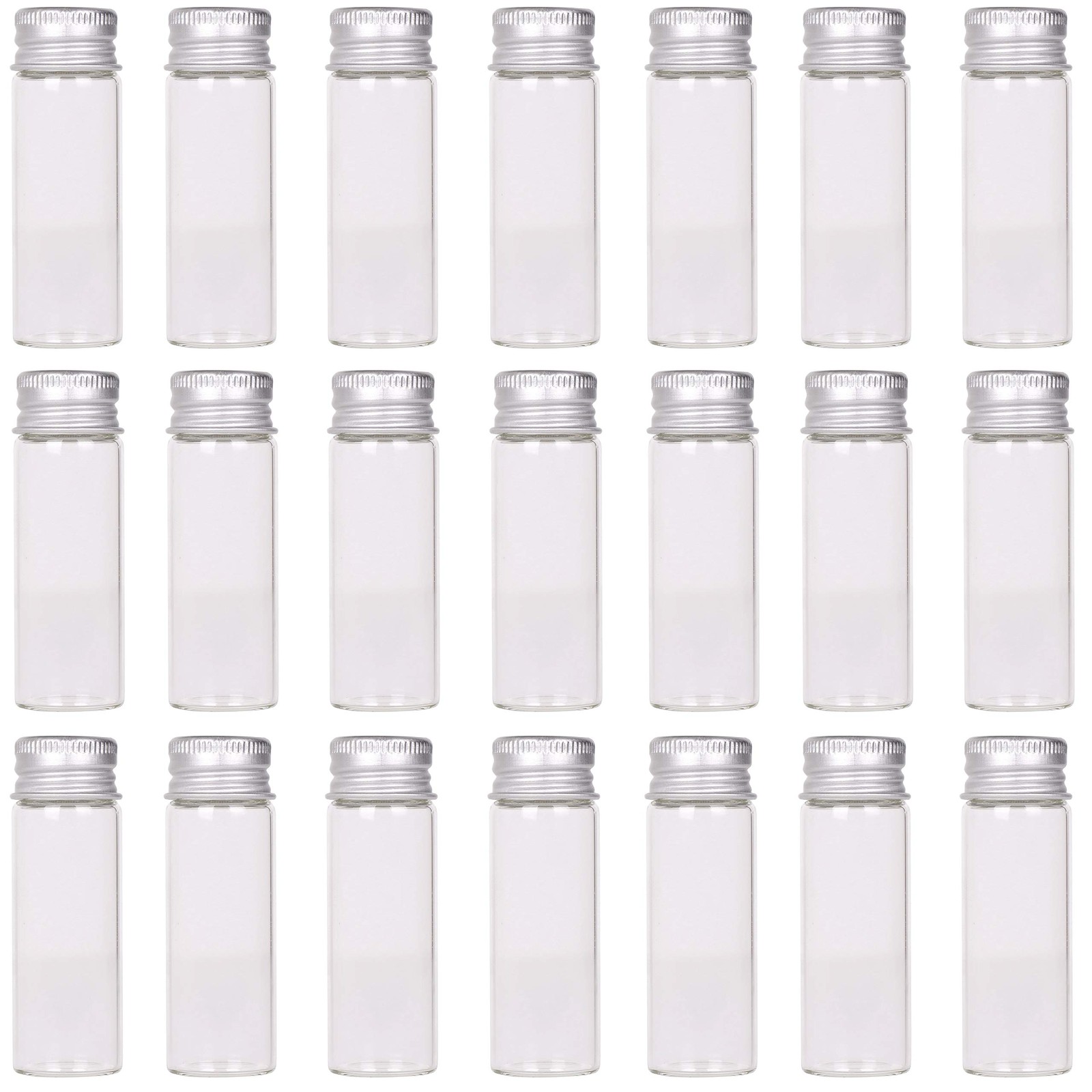 24 Tiny Jars with Aluminum Screw Lids 15ml Small Glass Bottles Clear Mini Via...
