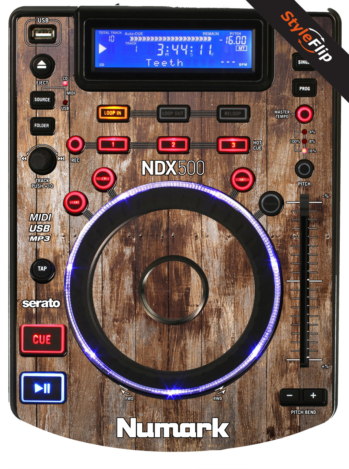 Numark NDX 500 Skin | Color Wood 1 Camo | Protective Decal | StyleFlip Skins