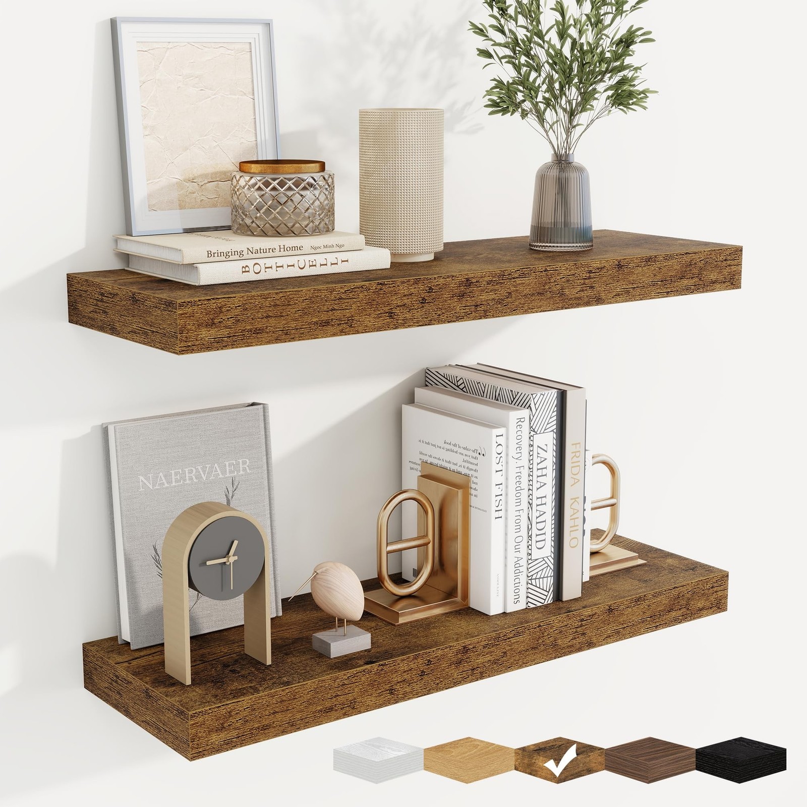 Fuqing Floating Shelves Wall, Wall Mounted Wood Floating Shelf Invisible